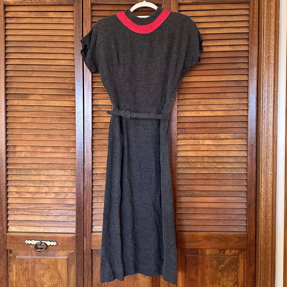1950s vintage gray marled cap sleeve fit and flare dress size 9 XS.